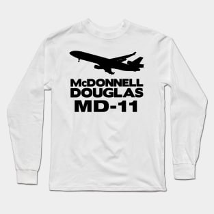 McDonnell Douglas MD-11 Silhouette Print (Black) Long Sleeve T-Shirt